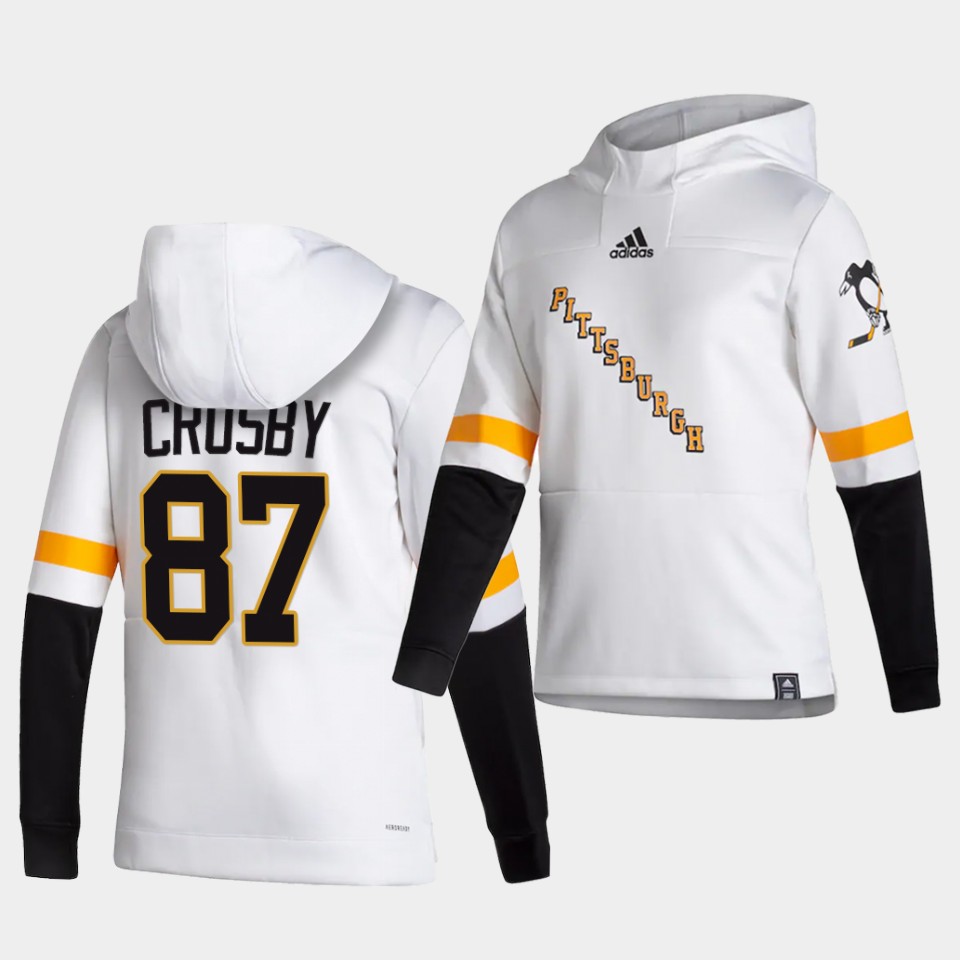 Men Pittsburgh Penguins #87 Crosby White  NHL 2021 Adidas Pullover Hoodie Jersey->pittsburgh penguins->NHL Jersey